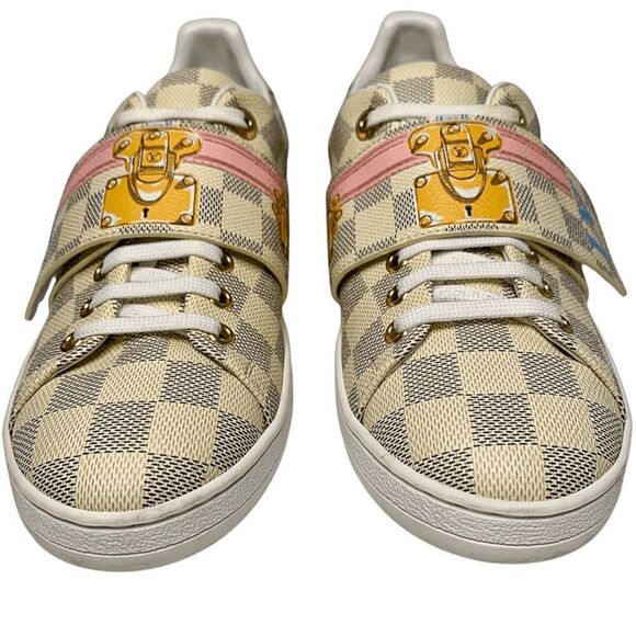 Louis Vuitton Damier Azul Summer Trunks Frontrow Sneakers EU 38.5 Velcro Shoes - Picture 3 of 10